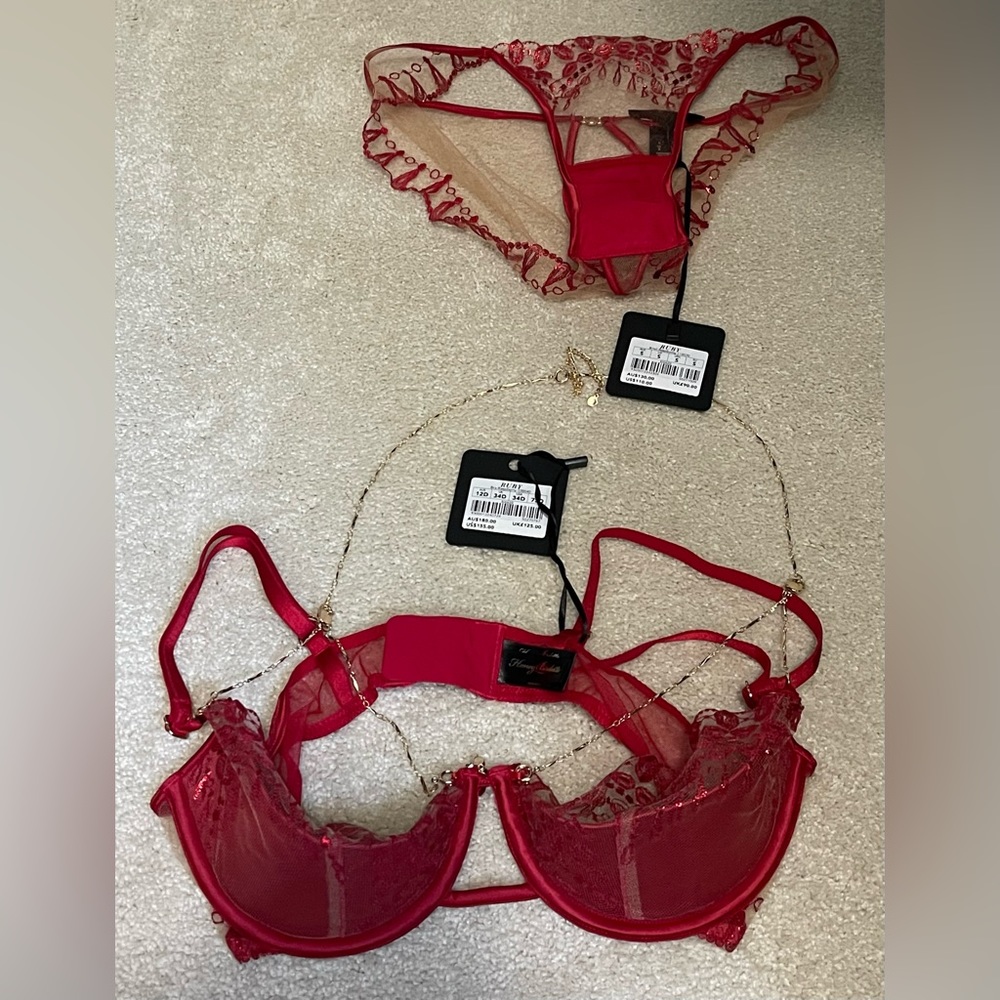 Honey Birdette Ruby Bra and Pany set. BNWT